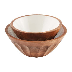 White Enamel Carved Bowl Set