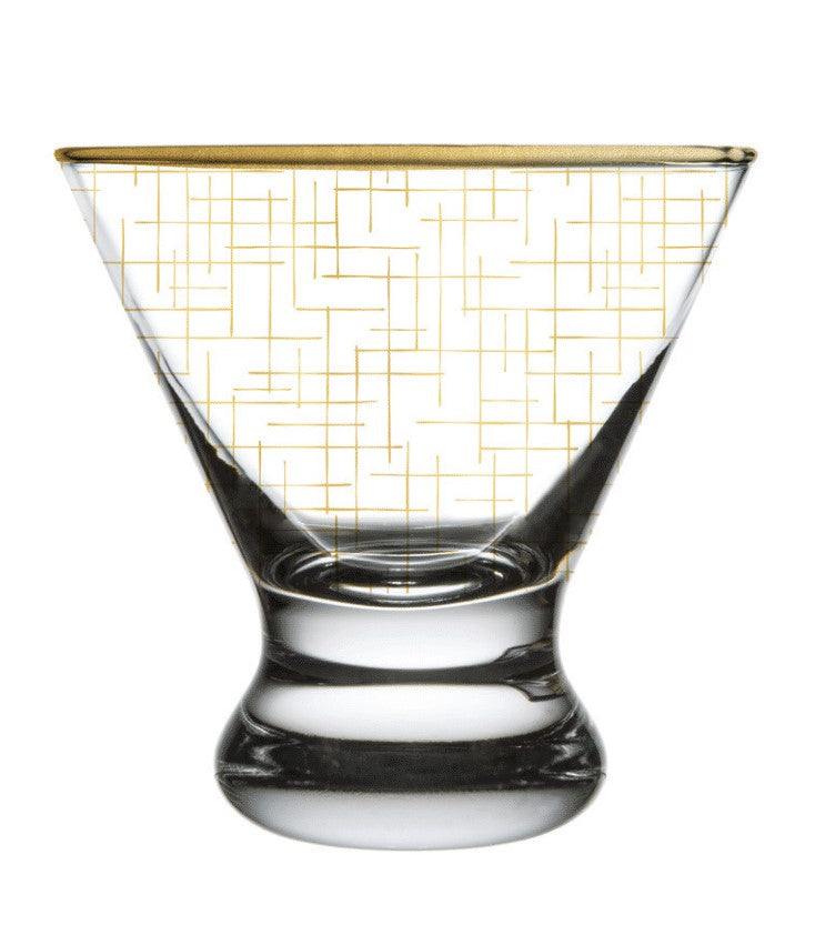 Gold Hatch Martini Glass