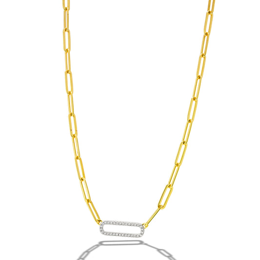 Sterling Gold Plated Paperclip Style Necklace