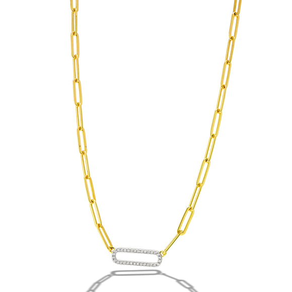 Sterling Gold Plated Paperclip Style Necklace
