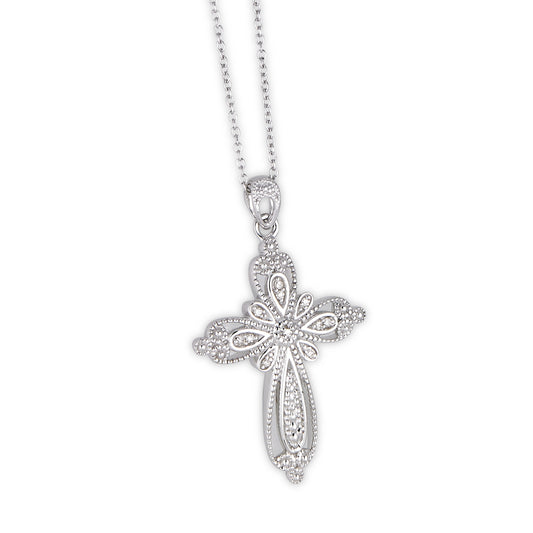 Sterling Silver Diamond Cross Pendant