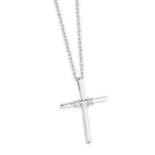 Sterling Silver Diamond Cross Pendant