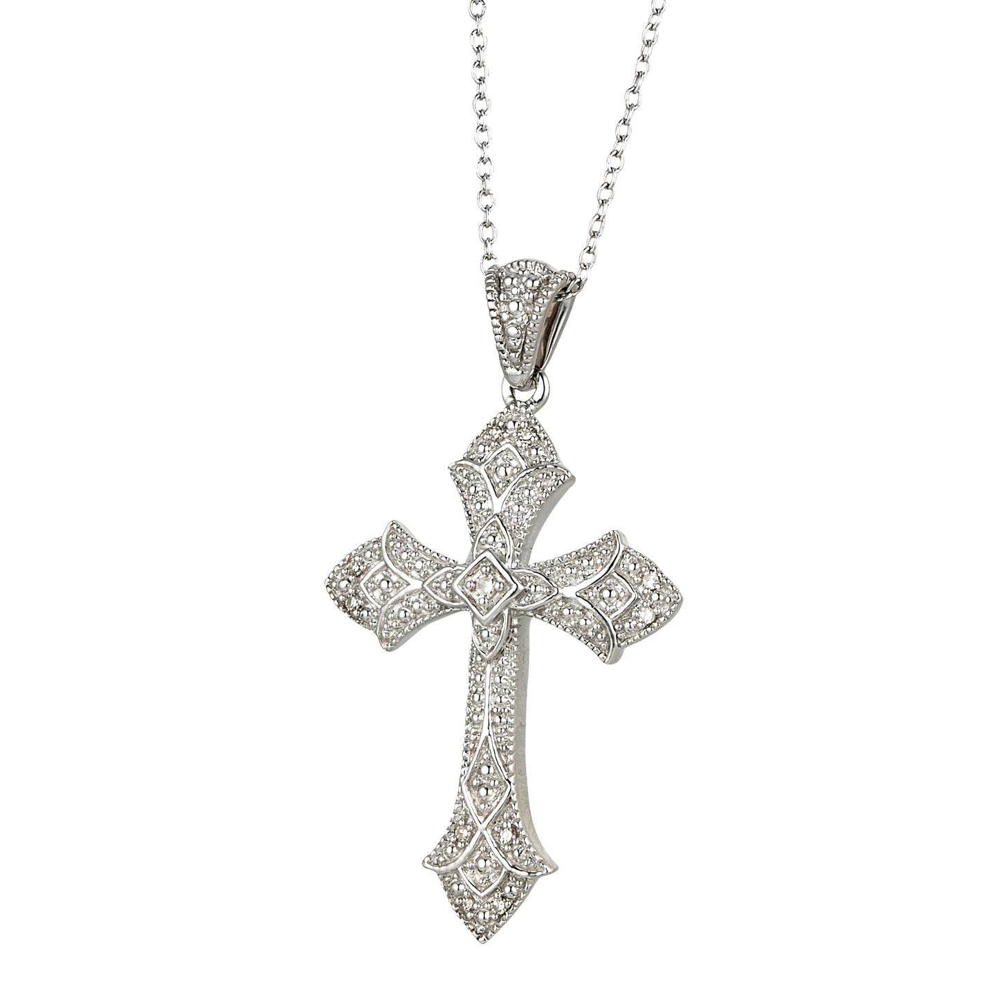 Sterling Silver Diamond Cross Pendant