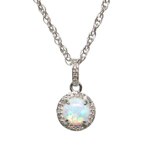 Sterling Silver Opal & Diamond Pendant