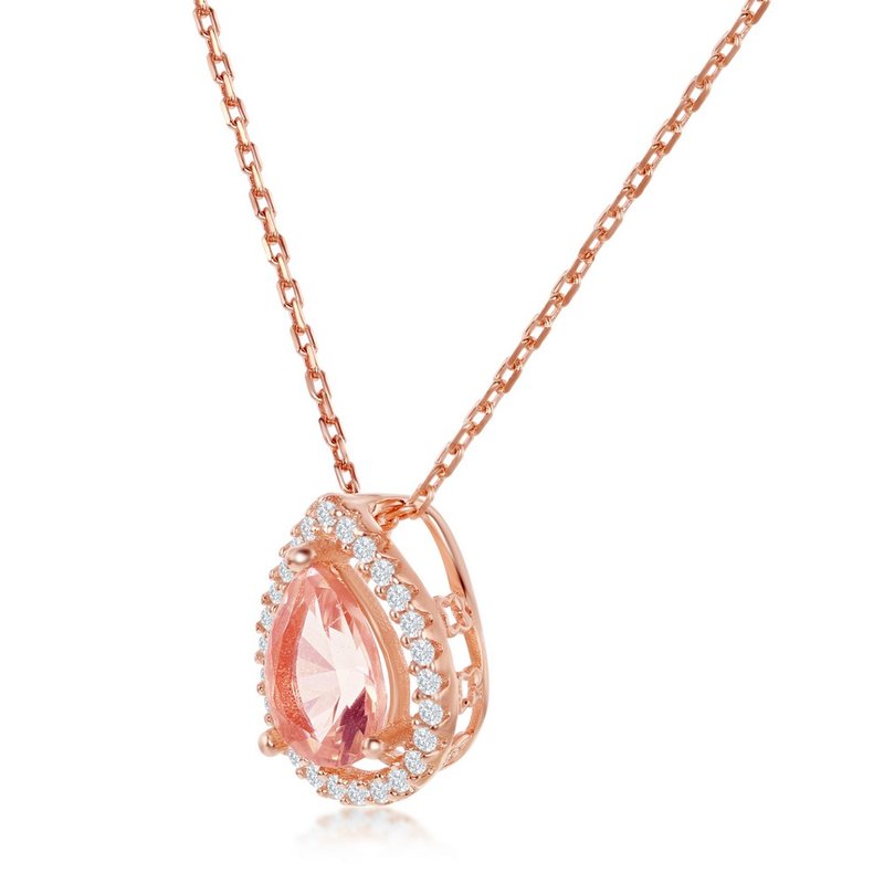 Rose Gold Plated Pear Morganite Pendant