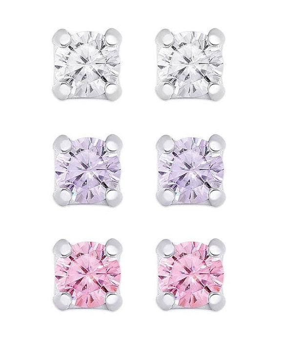 CZ Studs Set In Sterling Silver