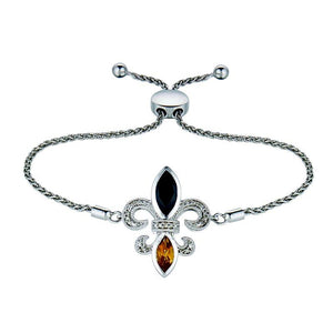Fleur de Lis Onyx & Citrine Diamond Bolo-Style Bracelet