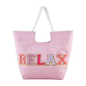 Canvas "Relax" Patch Tote Bag