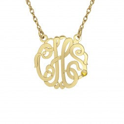 Birthstone Accent Classic Monogram Necklace (20mm)