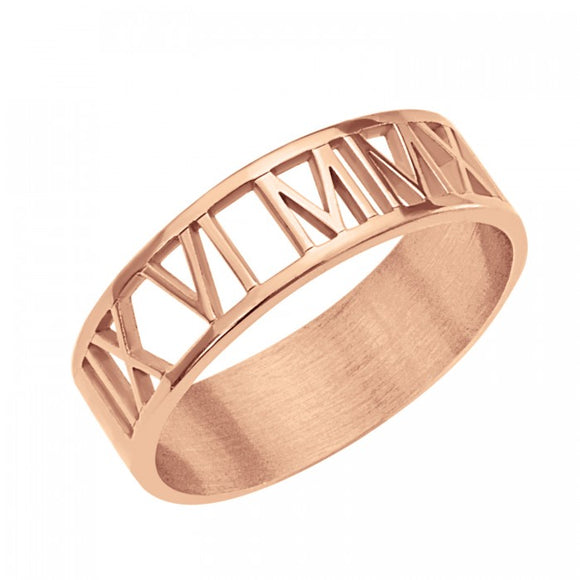 Roman Numeral Ring, Rose Gold plated