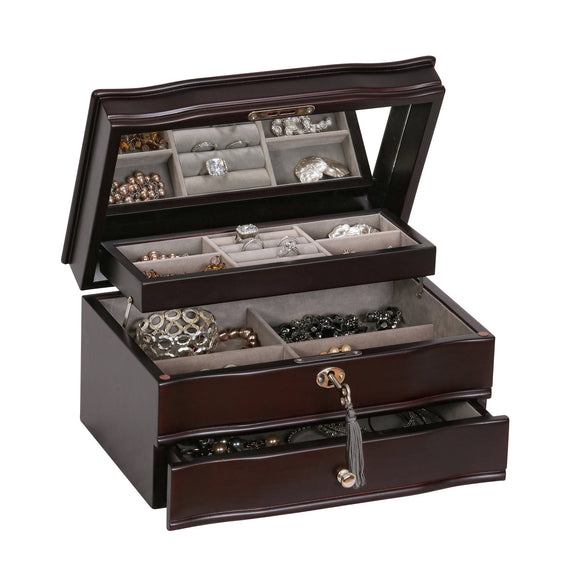Davina Mahogany Wooden Jewelry Box