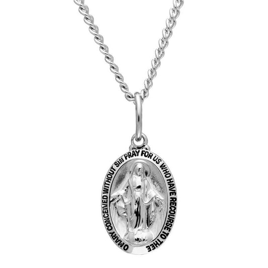 Sterling Silver Miraculous Medal Pendant