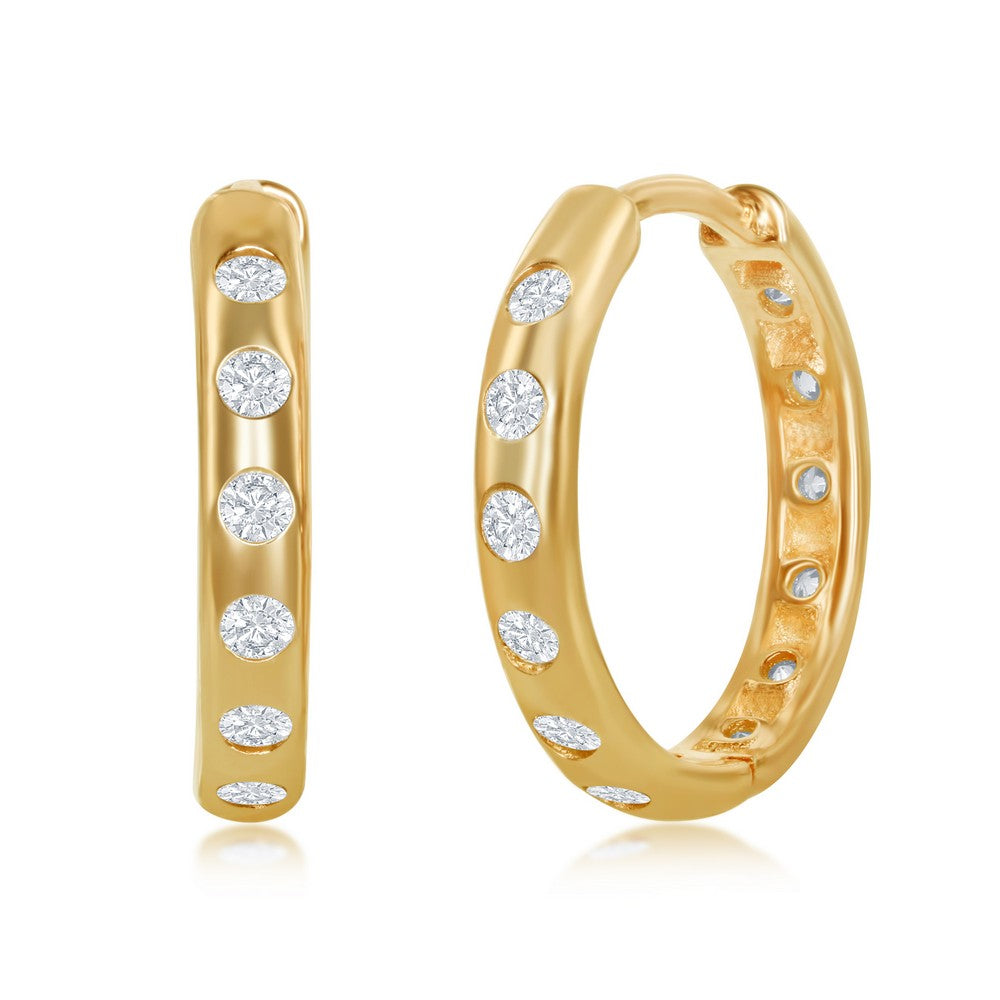 Yellow Gold Plated Huggie Hoop Earrings