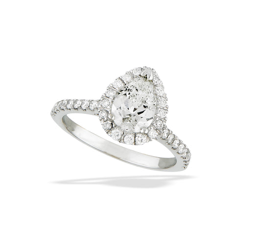 14K White Gold Pear Diamond Engagement Ring