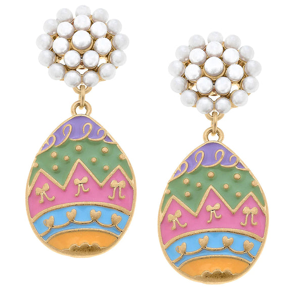 Easter Egg Pearl Cluster Earrings