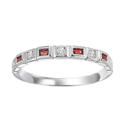 Diamond & Garnet Stackable Band