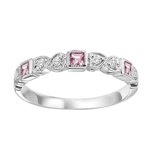 Diamond & Pink Sapphire Stackable Band