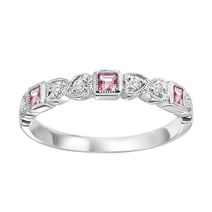 Diamond & Pink Sapphire Stackable Band