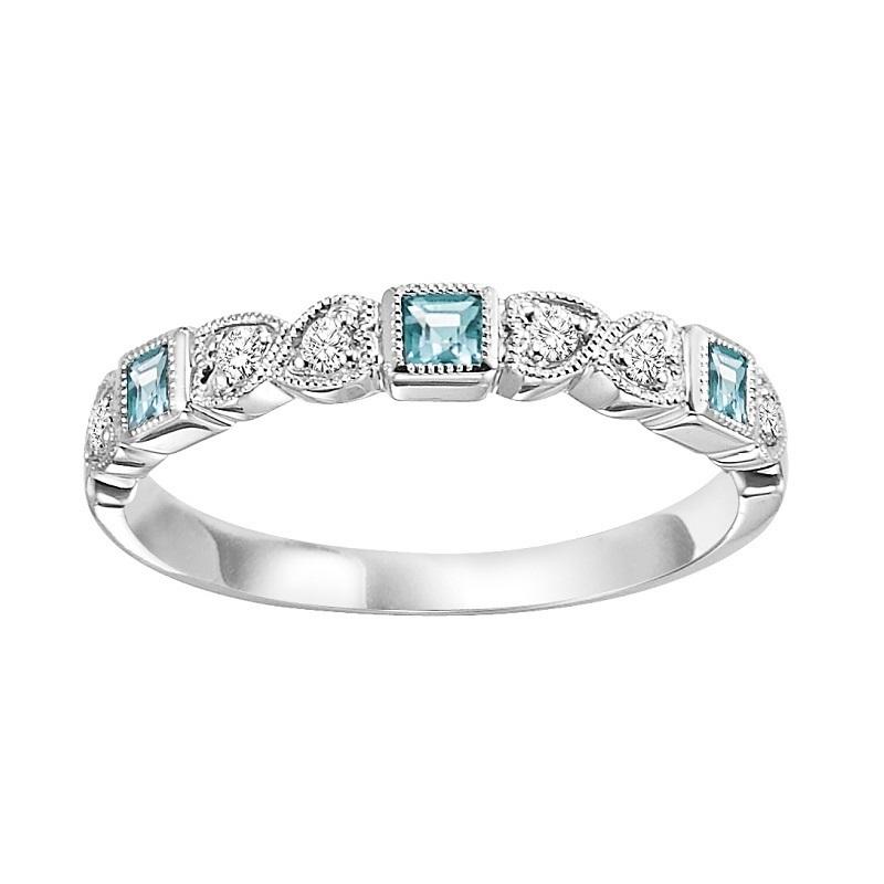 Diamond & Blue Topaz Stackable Band