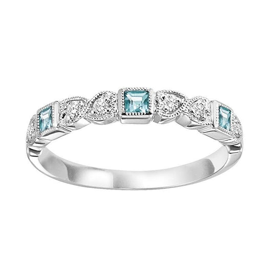 Diamond & Blue Topaz Stackable Band