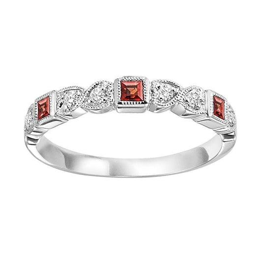 Diamond & Garnet Stackable Band