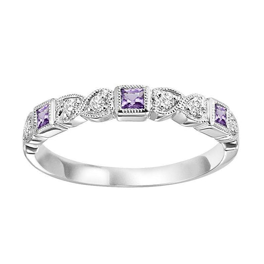 Diamond & Amethyst Stackable Band