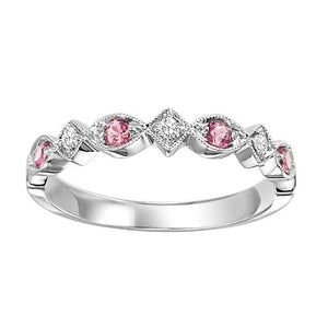 Diamond & Pink Topaz Stackable Band