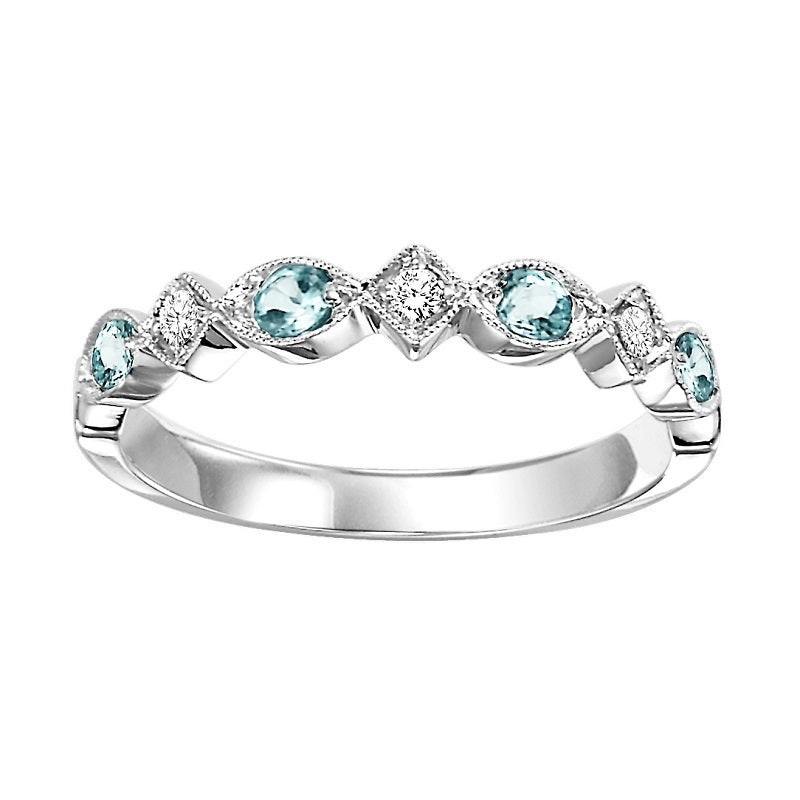 Diamond & Aquamarine Stackable Band