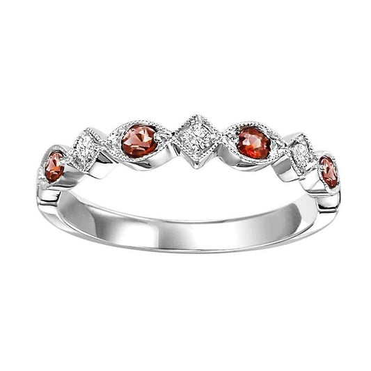 Diamond & Garnet Stackable Band