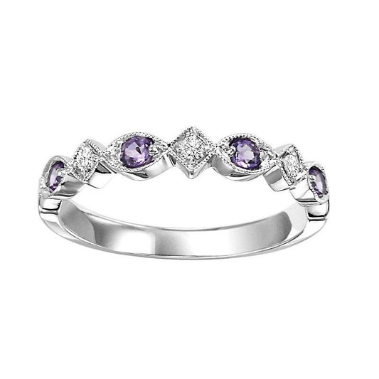 Diamond & Amethyst Stackable Band