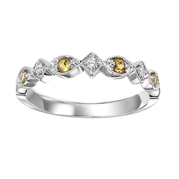 Diamond & Citrine Stackable Band