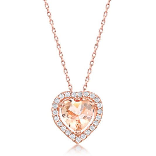 Rose Gold Plated Morganite Heart Pendant