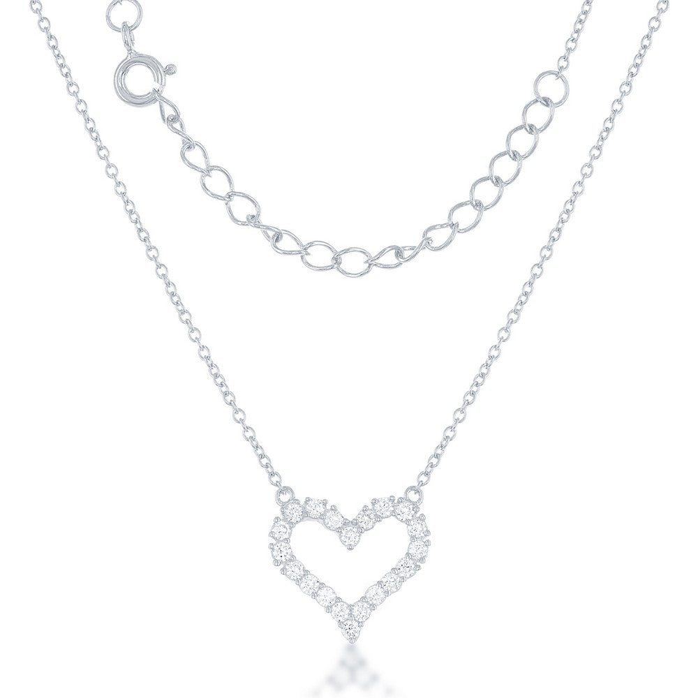 Sterling Silver Small Open Heart Necklace