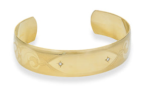 Gold Plated Engraved Cuff Bracelet