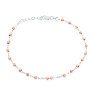 Rose Gold Plated Diamond-Cut Bead Anklet