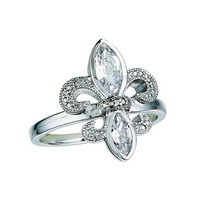 Fleur De Lis White Sapphire Ring