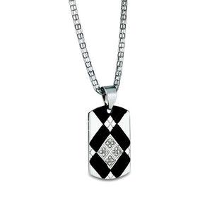 Stainless CZ Dog Tag Pendant