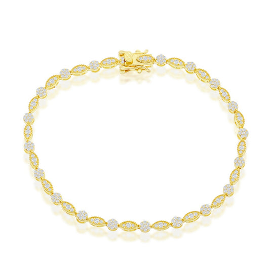 Sterling Silver Gold Plated Tennis Bracelet