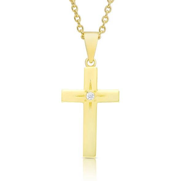 Cross Necklace with CZ - Gold