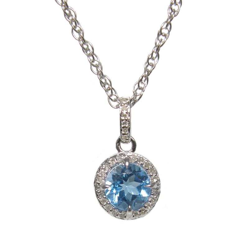 Sterling Silver Blue Topaz & Diamond Pendant