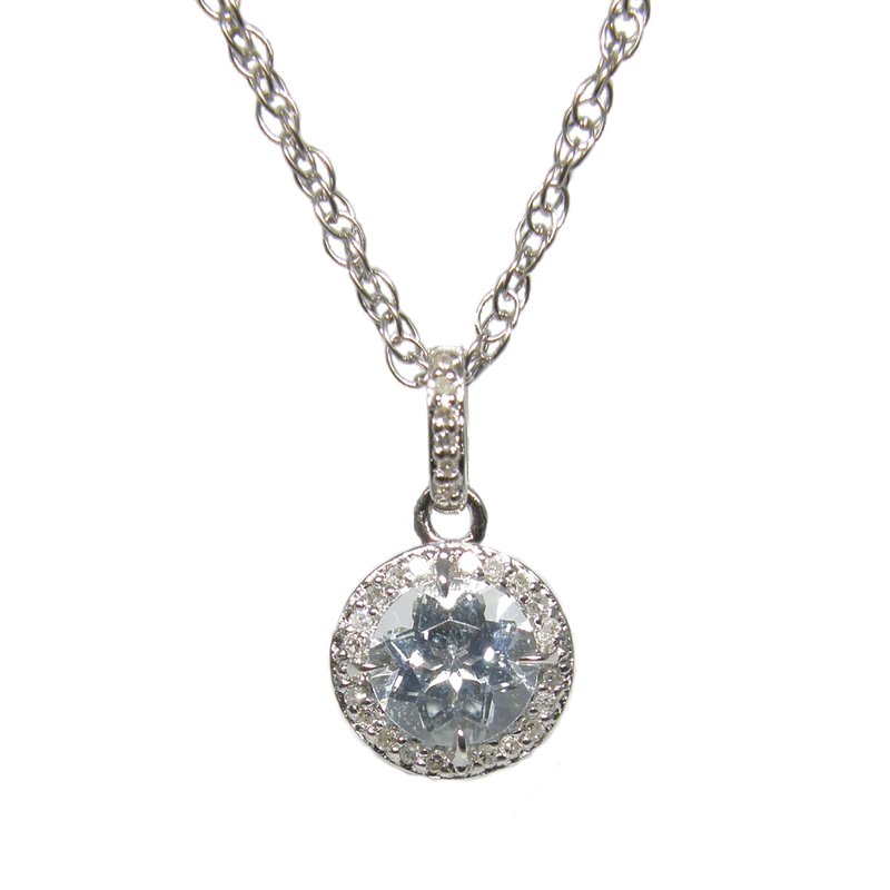 Sterling Silver Aquamarine & Diamond Pendant