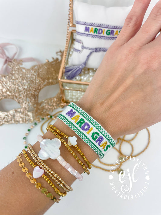 Mardi Gras Embroidered Bracelet