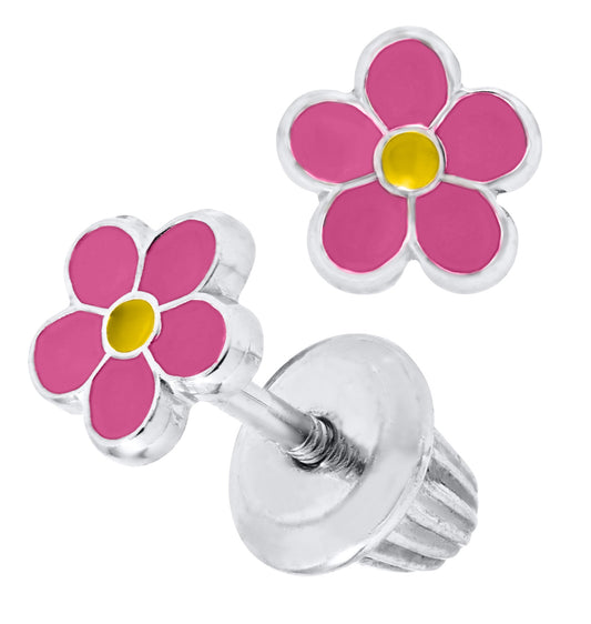 Pink & Yellow Flower Earrings