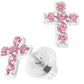 Pink CZ Cross Earrings