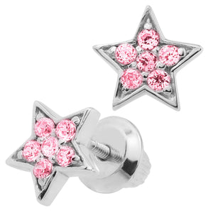 Pink CZ Star Earrings