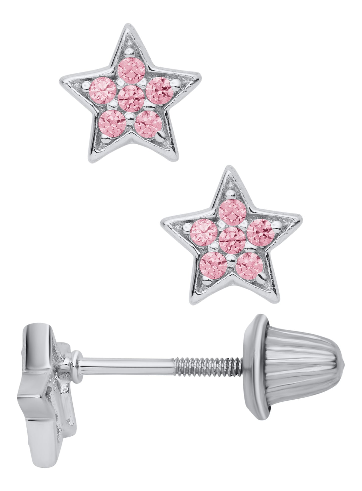 Pink CZ Star Earrings