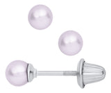 4mm Lavender Pearl Earrings