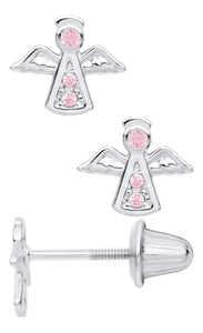 Pink CZ Angel Earrings