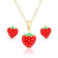 Strawberry Pendant And Stud Earrings Set