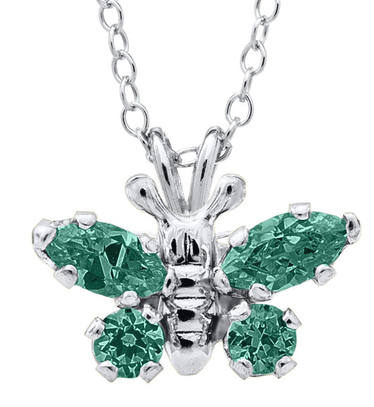 Sterling Silver Birthstone Butterfly Pendant